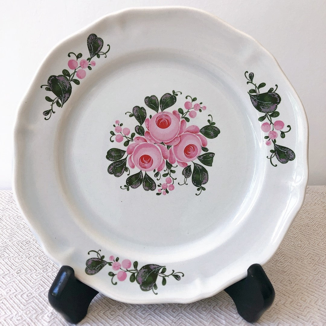フランスアンティーク・食器・皿・プレート・ブロカント St Amand サンタマン 花リム デザートプレート 花リム B