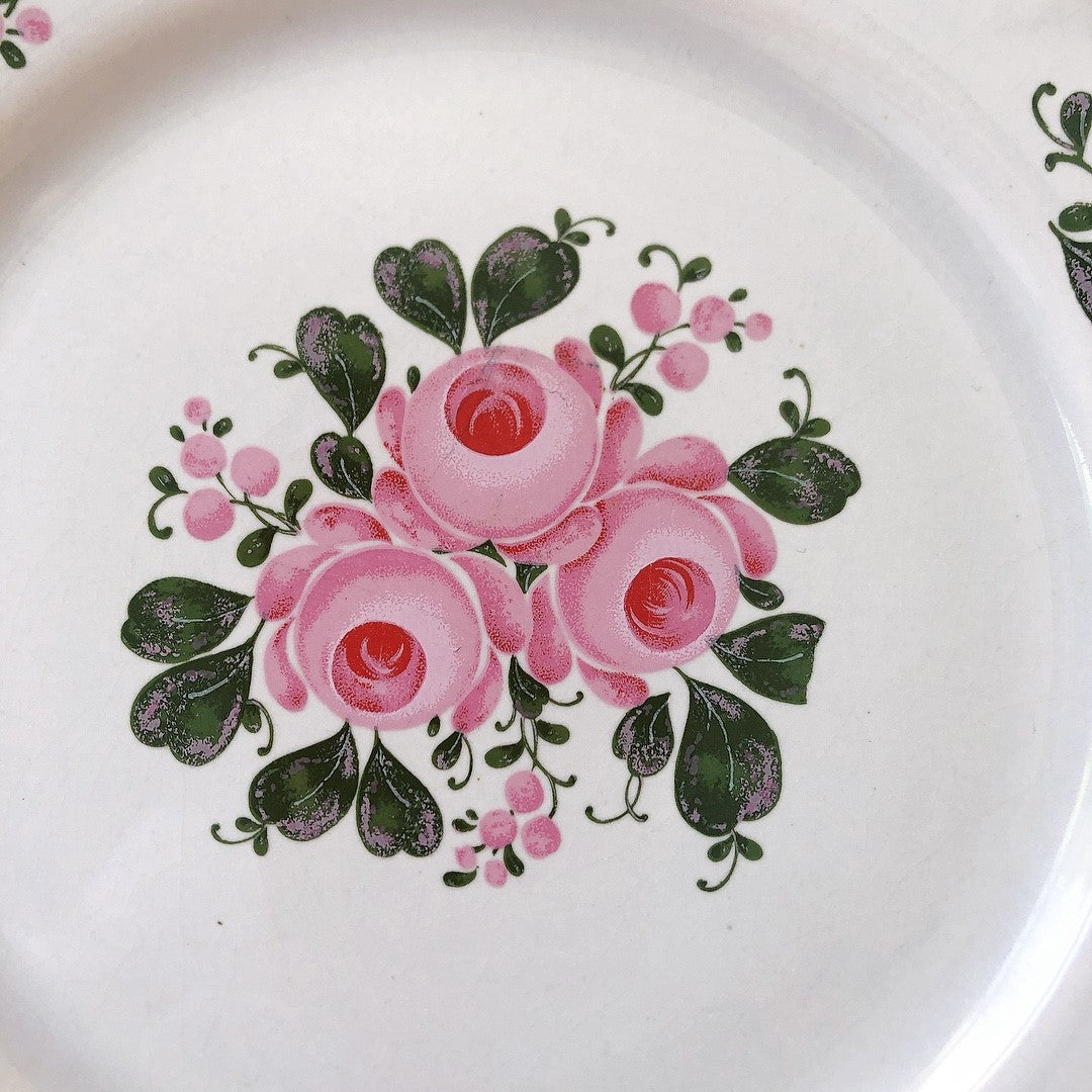 フランスアンティーク・食器・皿・プレート・ブロカント St Amand サンタマン 花リム デザートプレート 花リム B