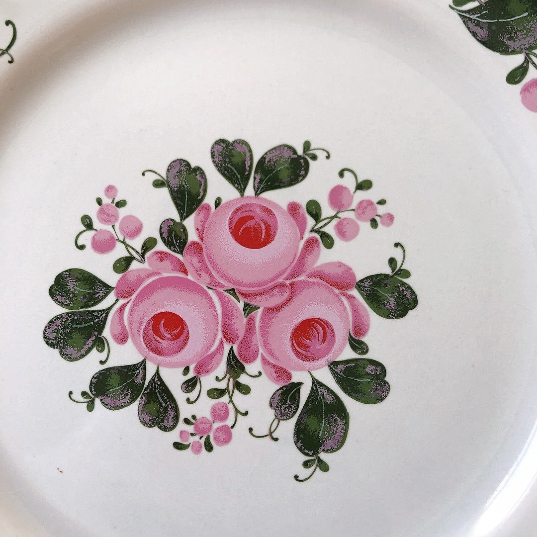 フランスアンティーク・食器・皿・プレート・ブロカント St Amand サンタマン 花リム デザートプレート 花リム A