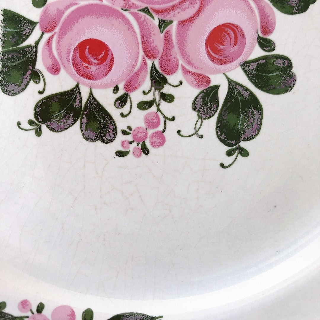 フランスアンティーク・食器・皿・プレート・ブロカント St Amand サンタマン 花リム デザートプレート 花リム D