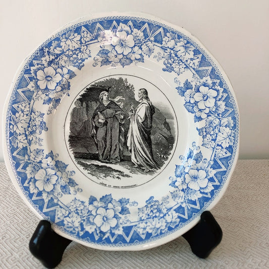 フランスアンティーク クレイユ・エ・モントロー 絵皿 おしゃべりプレート B