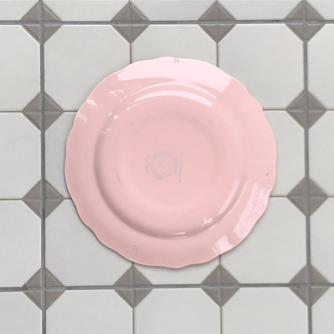 フランスアンティーク・食器・皿・プレート ブロカント Salin サラン ディナープレート 花リム ピンク 25.5㎝ B