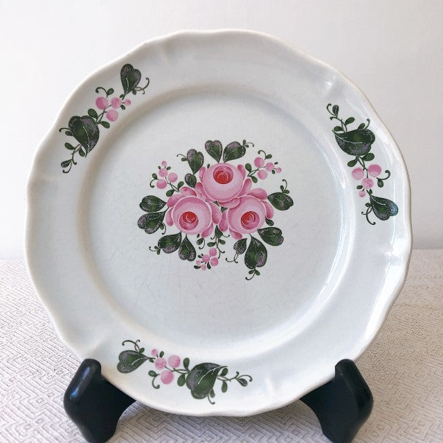 フランスアンティーク・食器・皿・プレート・ブロカント St Amand サンタマン 花リム デザートプレート 花リム F