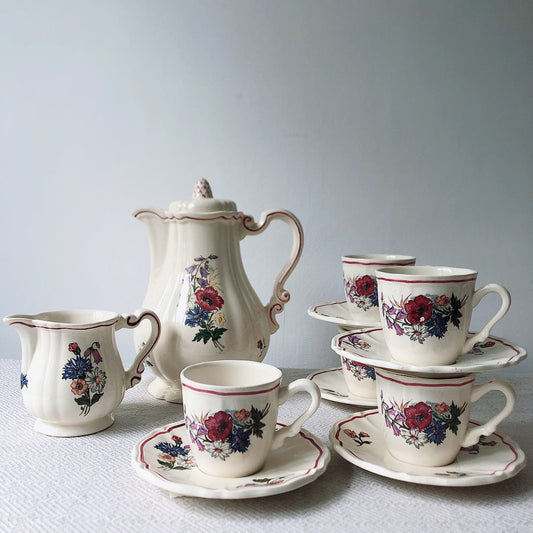 ディゴワンサルグミンヌ Digoin&sarreguemines アグレスト コーヒー/ティーセット フランスアンティーク食器 フランス蚤の市・ブロカント