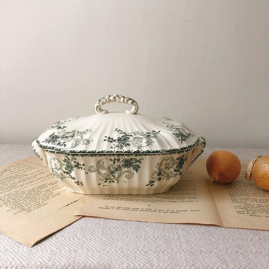 redqueencastle.comロンウィー 小さなレギュミエール・スーピエール 花柄 フランスアンティーク食器 ブロカント 蚤の市