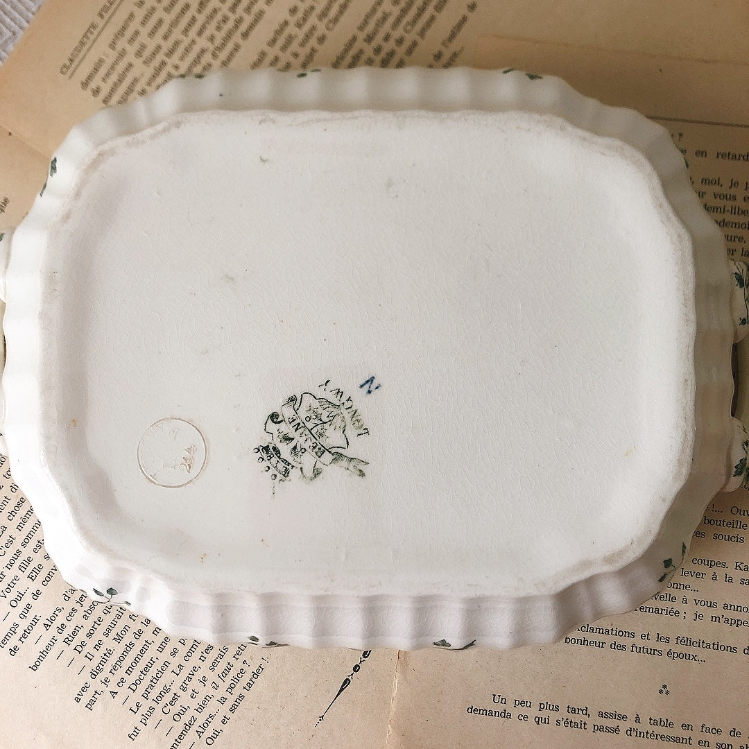 ロンウィー 小さなレギュミエール・スーピエール 花柄 フランスアンティーク食器 ブロカント 蚤の市