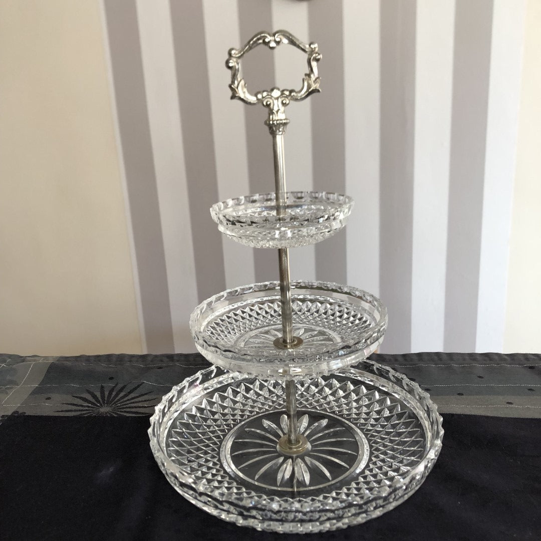 フランス アンティーク ガラス製 コンポティエ ３個セット フランスヴィンテージ コンポティエ 3段 ガラス – RedQueenCastle