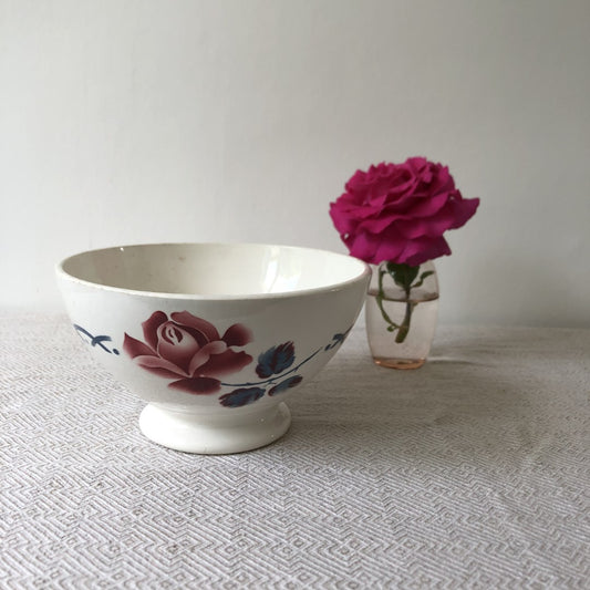 フランス アンティークカフェオレボウル ディゴワン&サルグミンヌ バラ柄『CANNES』 ローズ ヴィンテージ食器 ブロカント 蚤の市