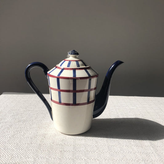 クレイユモントロー HBCM Béarn バスク柄 コーヒー/ティポット「ボルドー・ダークブルー」フランスアンティーク ブロカント 蚤の市