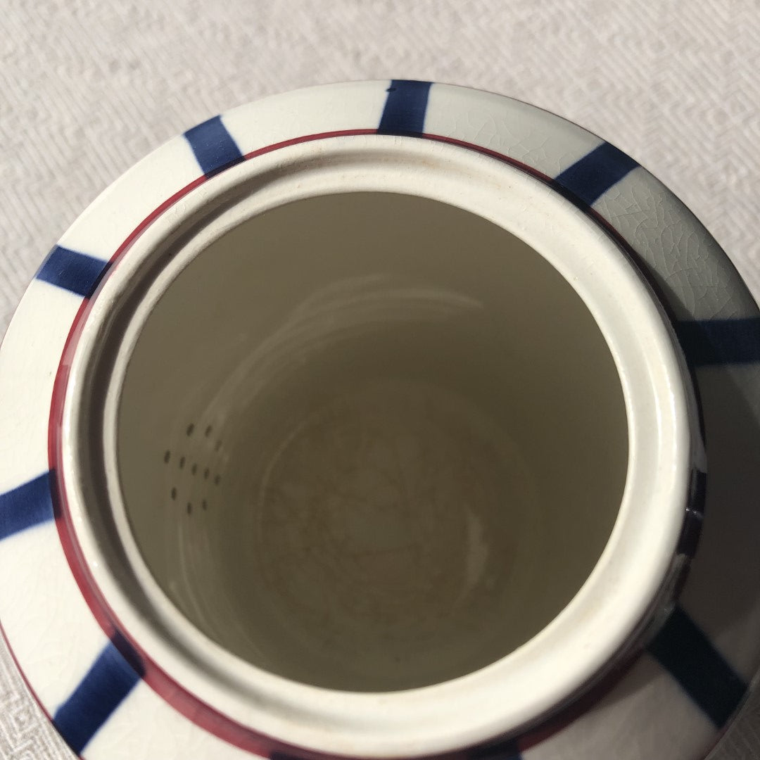 クレイユモントロー HBCM Béarn バスク柄 コーヒー/ティポット「ボルドー・ダークブルー」フランスアンティーク ブロカント 蚤の市