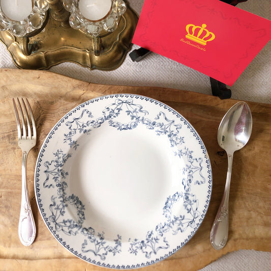 フランスアンティーク U&Cサルグミンヌ sarreguemines スーププレート ”モーツアルト” H フランスアンティーク食器 ブロカント 蚤の市