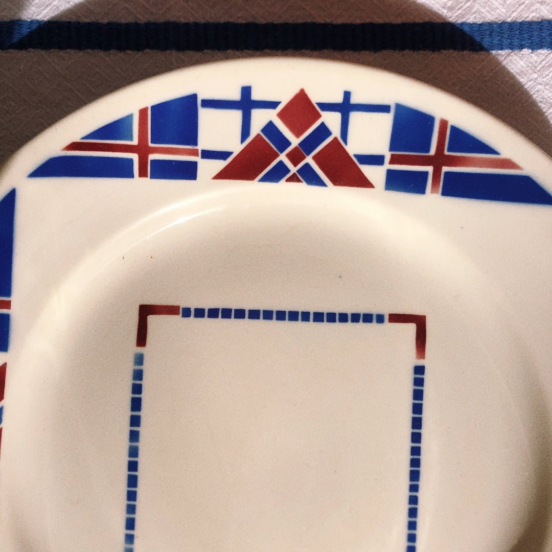 リュネヴィル LUNEVILLE " HOSSEGOR V.F.PARIS"シリーズ 幾何学模様プレート 平皿 A フランスアンティーク食器 蚤の市 ブロカント