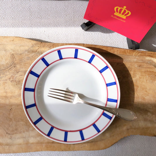 ディゴワンサルグミンヌ バスク柄 プレート ・平皿『ルージュ・マリン』A フランスアンティーク食器 フランス蚤の市・ブロカント バスク柄プレート