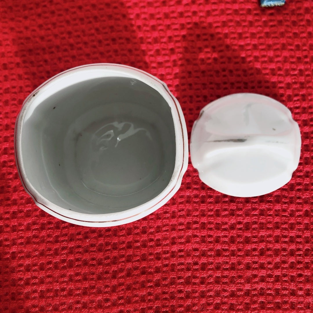 フランスアンティーク 陶器キャニスター ダミエ柄 レッド&ホワイト 3点セット フランスアンティーク食器 ブロカント 蚤の市