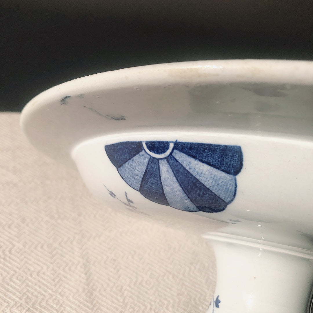 フランスアンティークプレート クレイユモントロー コンポティエ コンポ―ト皿『ジャポン』ブルー アンティーク食器 フランスブロカント・蚤の市