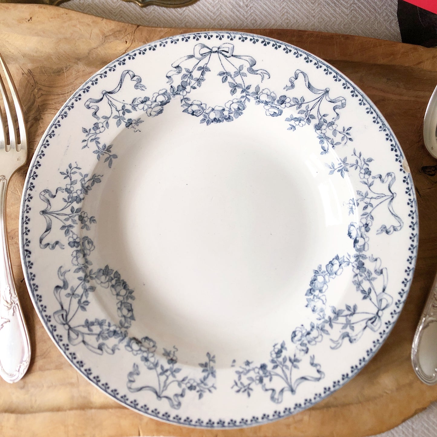 フランスアンティーク U&Cサルグミンヌ sarreguemines スーププレート ”モーツアルト” H フランスアンティーク食器 ブロカント 蚤の市