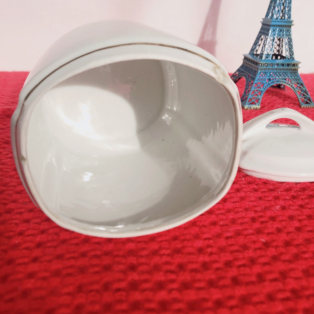 フランスアンティーク 陶器キャニスター ダミエ柄 レッド&ホワイト 3点セット フランスアンティーク食器 ブロカント 蚤の市