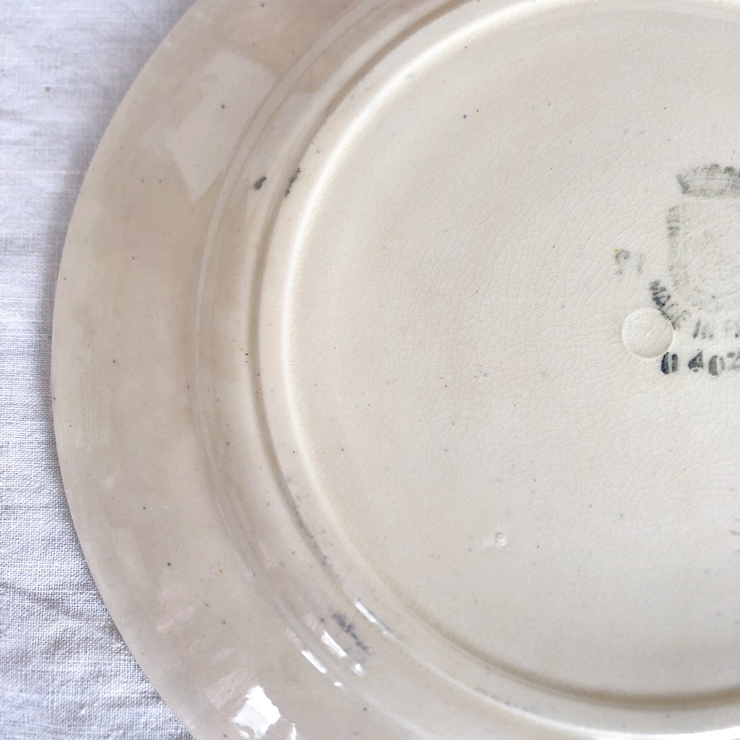 フランスアンティーク サンタマン SAINT AMAND バスク柄プレート 22.5㎝ D フランスアンティーク食器 蚤の市 ブロカント