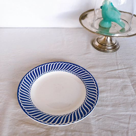 ディゴワンサルグミンヌ Digoin&sarregumines 平皿 ”JACQUOT” ブルー フランスアンティーク食器 ブロカント 蚤の市