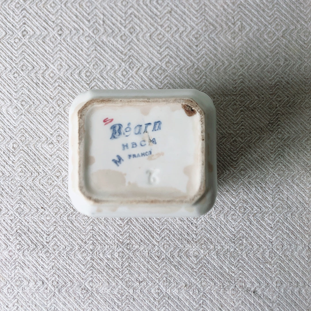 フランスアンティーク HBCM Béarn クレイユエモントロー バスク柄 陶器キャニスター3点セット 陶器「ルージュ・マリン」
