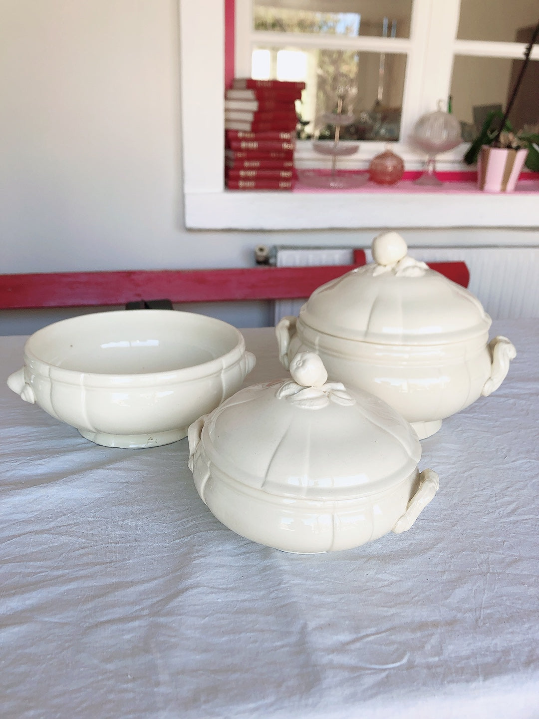 美品 フランス ディゴワン&サルグミンヌ 花リム・スーピエール/レギュミエール フランスアンティーク食器 ブロカント 蚤の市