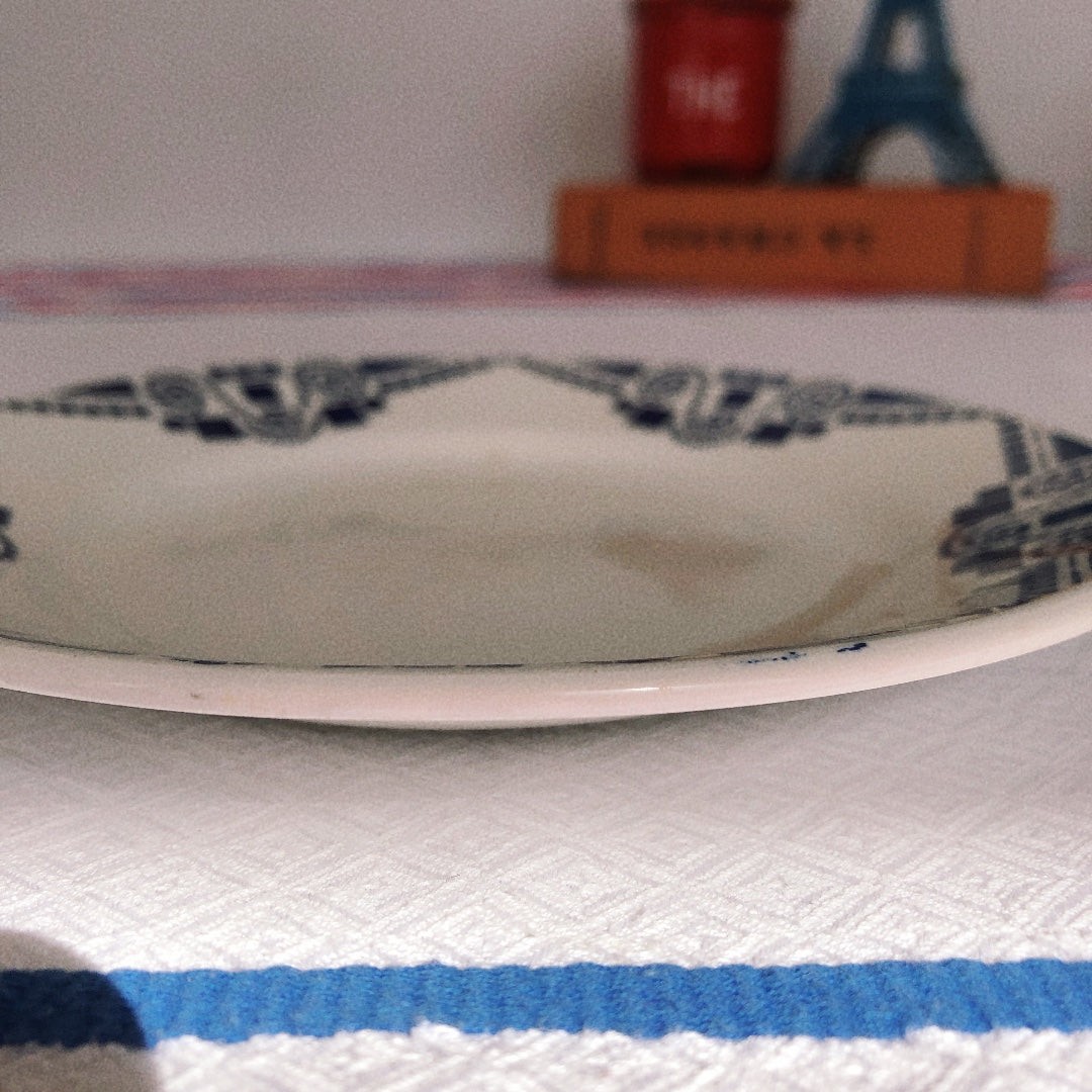 ムーランデルー Moulin des Loups 『PUBLEX』デザートプレート 幾何学模様 フランスアンティーク食器 ブロカント 蚤の市