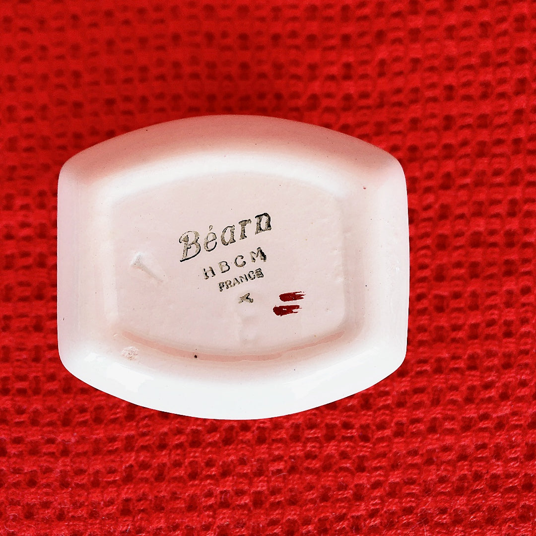 ご予約 フランスアンティーク HBCM Béarn クレイユエモントロー バスク柄 陶器キャニスター 「ルージュ・マリン」D フランスアンティーク ブロカント 蚤の市