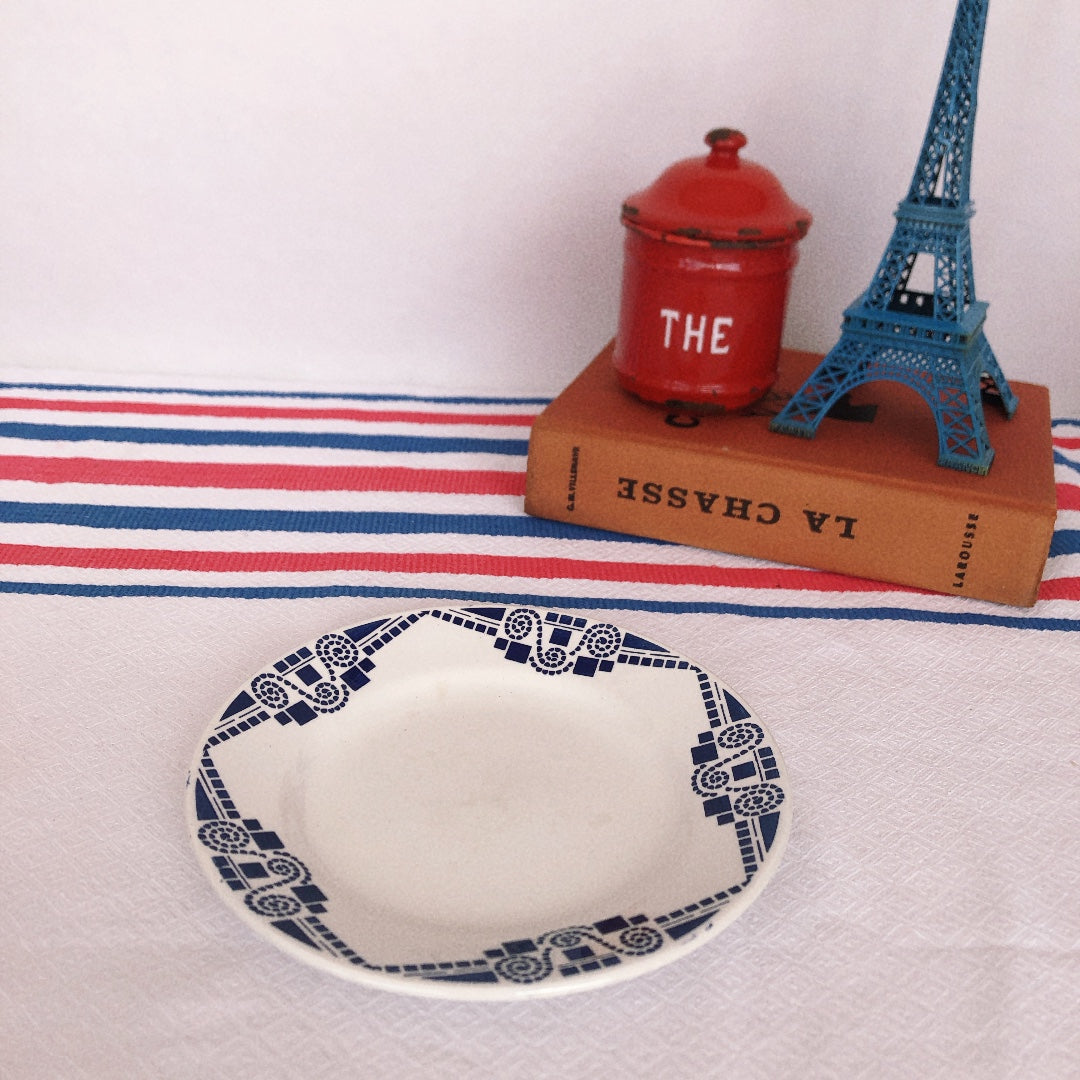 ムーランデルー Moulin des Loups 『PUBLEX』デザートプレート 幾何学模様 フランスアンティーク食器 ブロカント 蚤の市