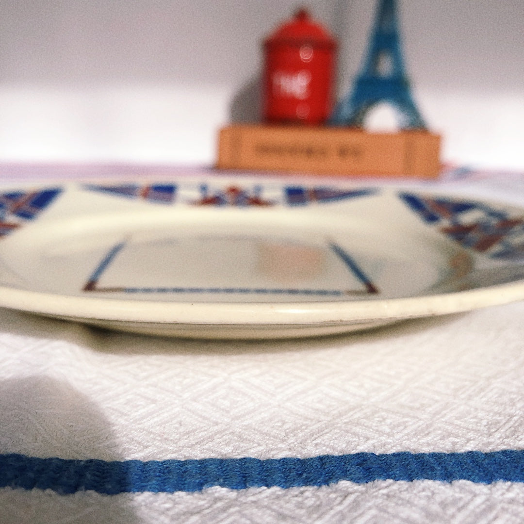 リュネヴィル LUNEVILLE " HOSSEGOR V.F.PARIS"シリーズ 幾何学模様プレート 平皿 A フランスアンティーク食器 蚤の市 ブロカント