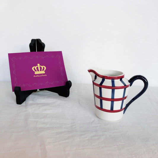 クレイユモントロー HBCM Béarn バスク柄 ミルクポット「ボルドー・ダークブルー」フランスアンティーク 食器 ブロカント