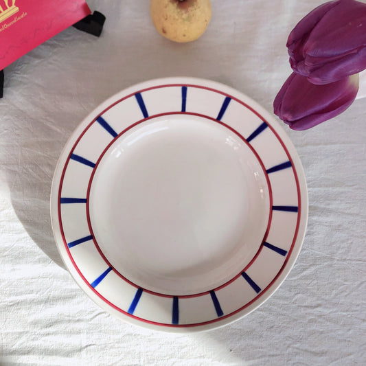 ディゴワンサルグミンヌ バスク柄プレート 大皿 27.5cm『ルージュ・マリン』フランスアンティーク食器 フランス蚤の市・ブロカント バスク柄食器