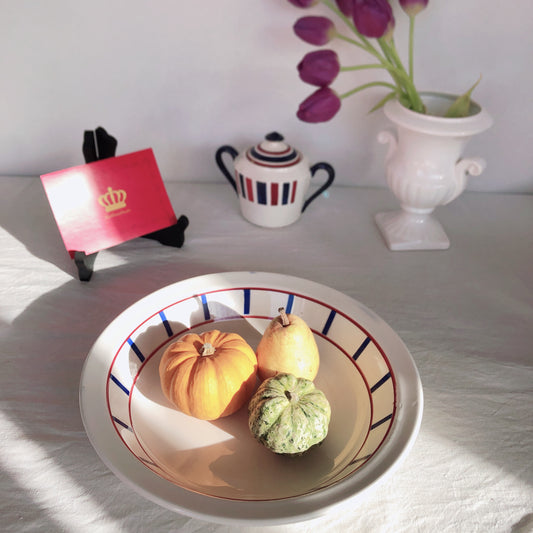 ディゴワンサルグミンヌ バスク柄プレート サラダボウル『ルージュ・マリン』フランスアンティーク食器 フランス蚤の市・ブロカント バスク柄食器