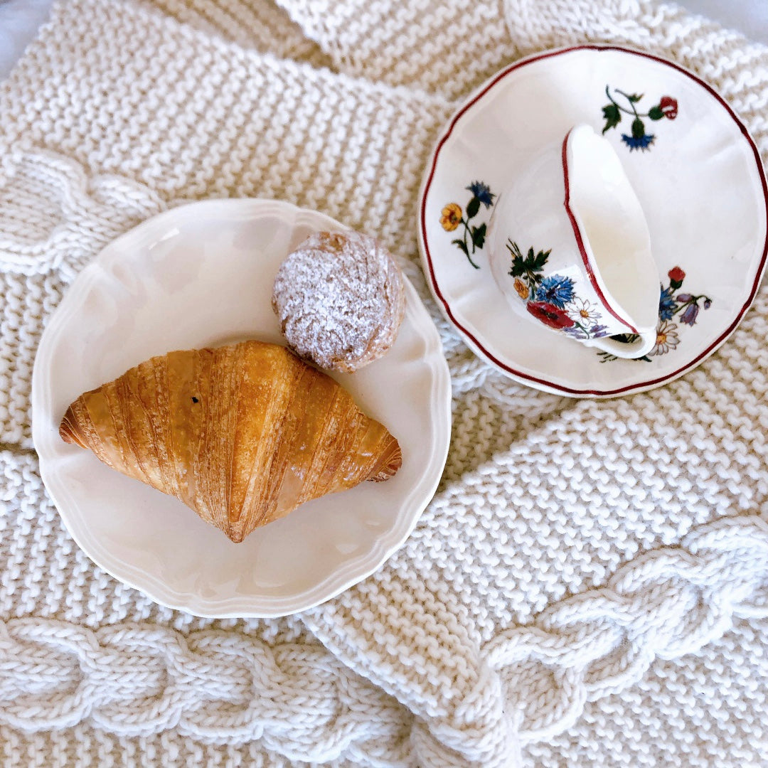 ディゴワンサルグミンヌ 花リム ソーサー・デザートプレート F フランスアンティーク食器 ブロカント 蚤の市