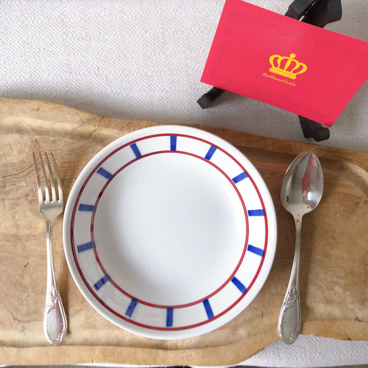 ディゴワンサルグミンヌ バスク柄 キャロットプレート 『ルージュ・マリン』B フランスアンティーク食器 フランス蚤の市・ブロカント バスク柄スーププレート キャロット皿 深皿