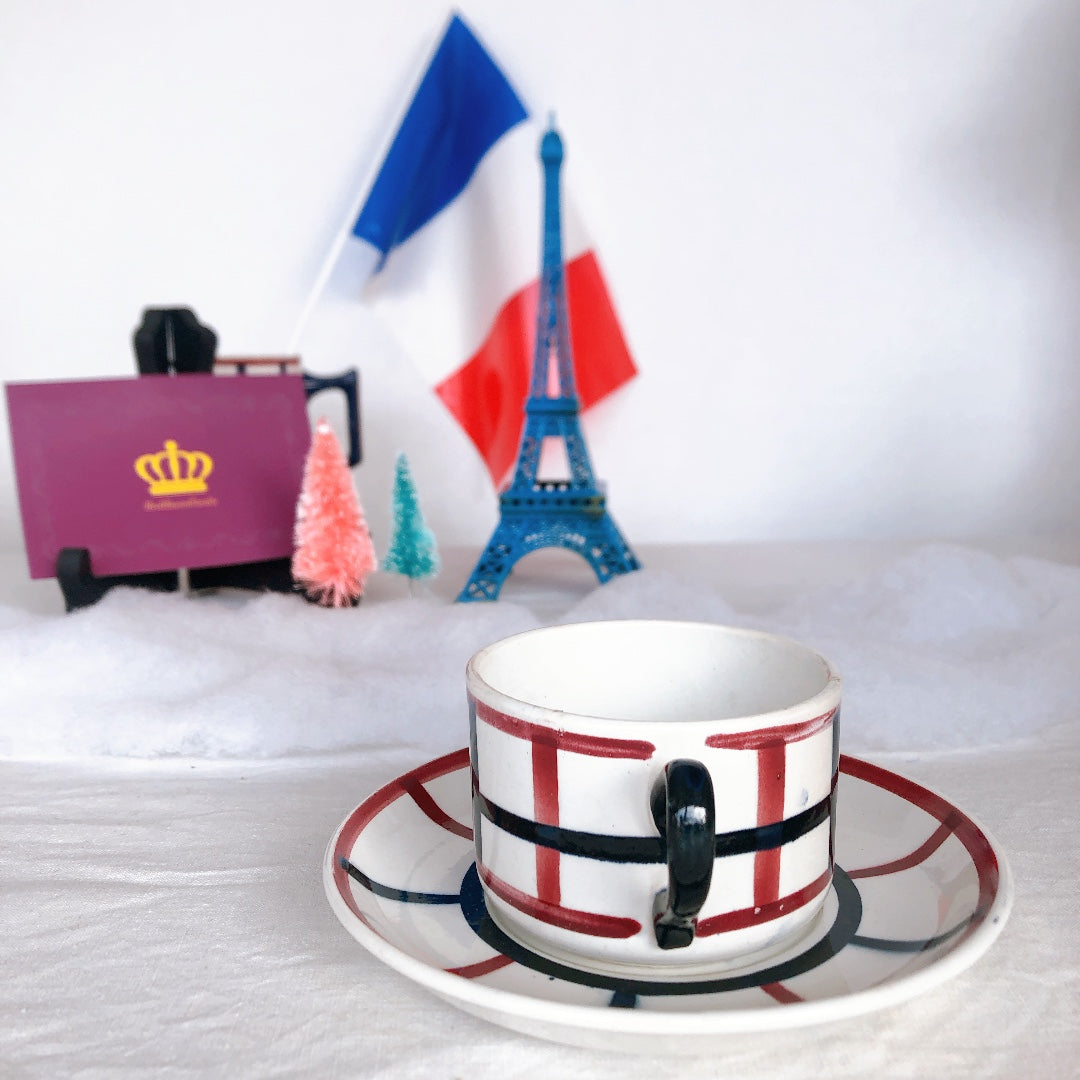 サンタマン バスク柄のカップ&ソーサー フランスアンティーク食器 ブロカント 蚤の市