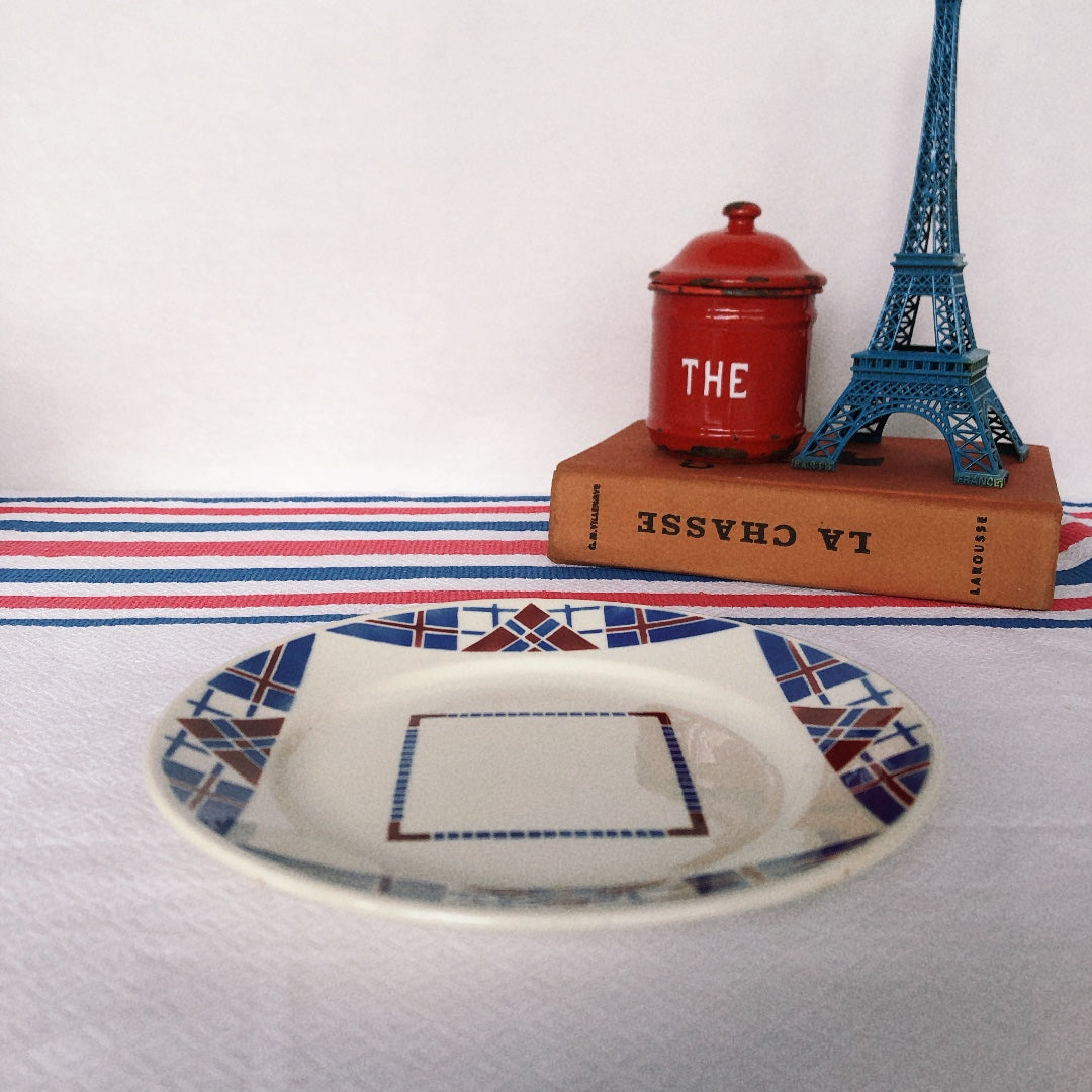 リュネヴィル LUNEVILLE " HOSSEGOR V.F.PARIS"シリーズ 幾何学模様プレート 平皿 B フランスアンティーク食器 蚤の市 ブロカント
