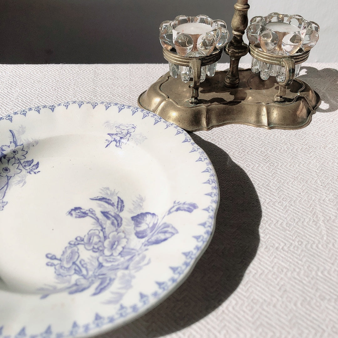 フランスアンティークプレート U&Cサルグミンヌ sarreguemines ”FLORE”フロール ラベンダー色 アンティーク食器 ブロカント 蚤の市