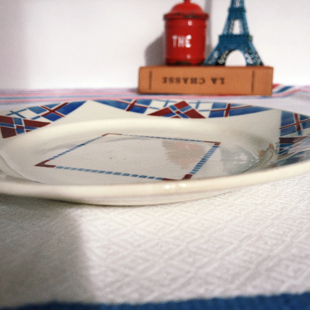リュネヴィル LUNEVILLE " HOSSEGOR V.F.PARIS"シリーズ 幾何学模様プレート 平皿 Ⅾ フランスアンティーク食器 蚤の市 ブロカント
