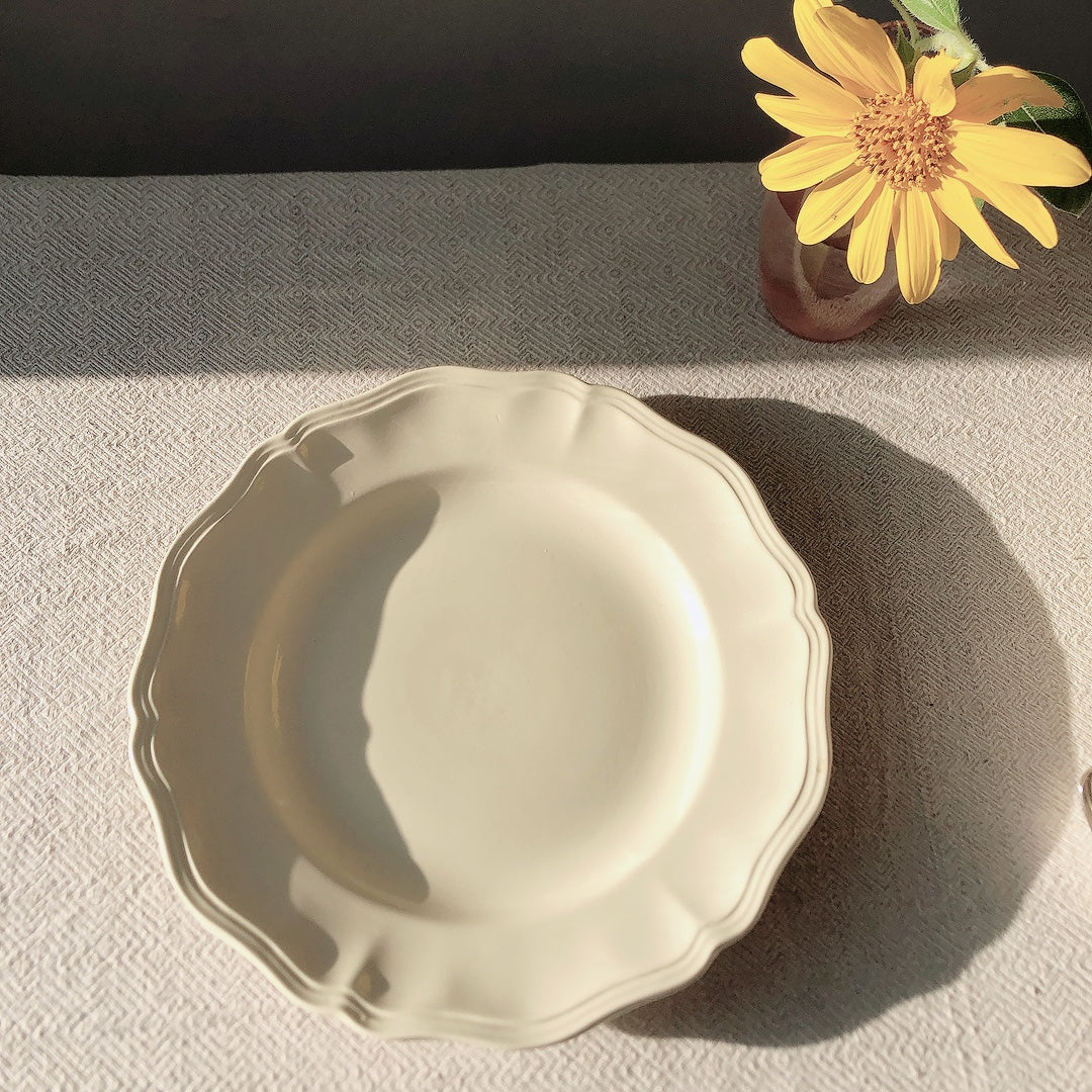 フランスアンティーク皿 食器 花リム平皿-