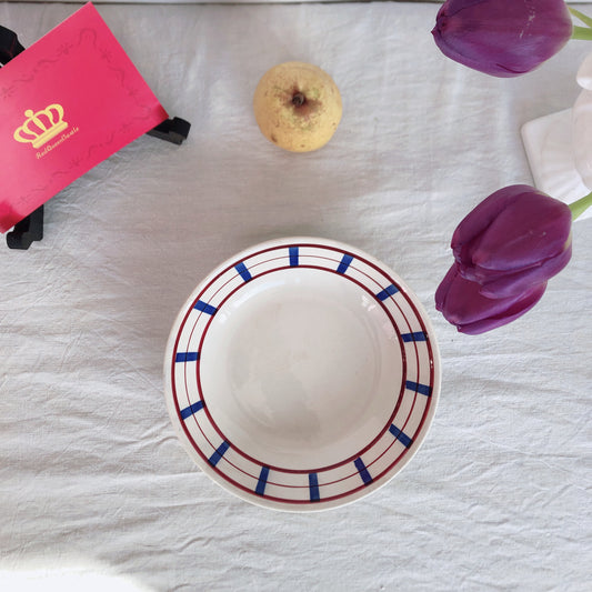 【ご予約済】ディゴワンサルグミンヌ バスク柄 キャロットプレート ・深皿 FANDANGO『ルージュ・マリン』A フランスアンティーク食器 フランス蚤の市・ブロカント バスク柄プレート