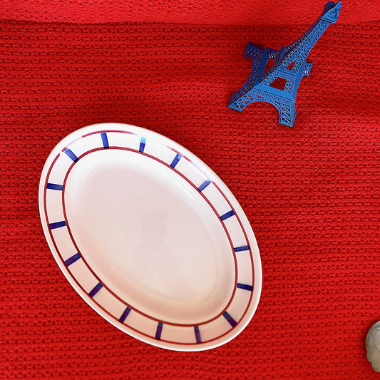 ムーランデルー Moulin des Loups バスク柄 オーバルプレート A フランスアンティーク食器 ブロカント 蚤の市