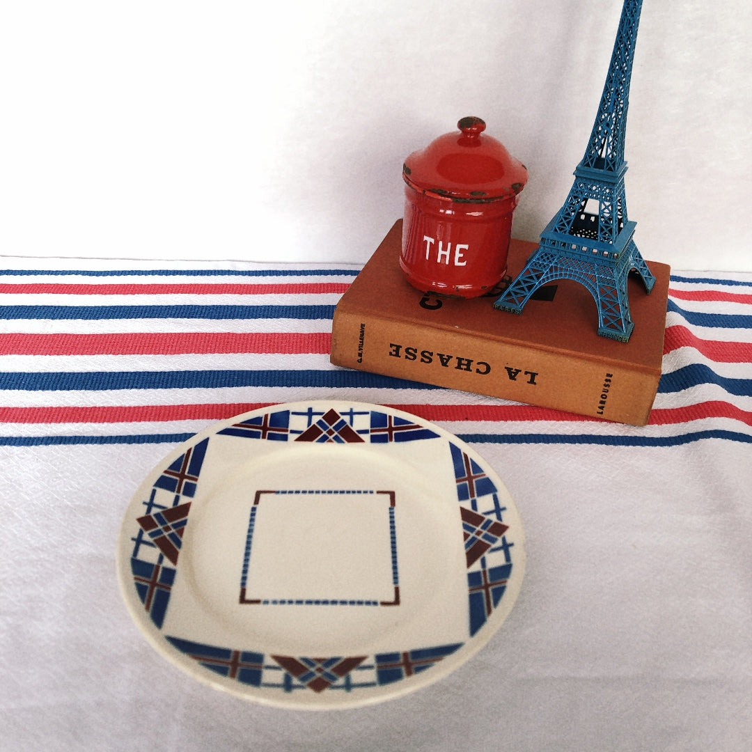 リュネヴィル LUNEVILLE " HOSSEGOR V.F.PARIS"シリーズ 幾何学模様プレート 平皿 C フランスアンティーク食器 蚤の市 ブロカント