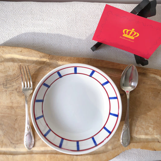 ディゴワンサルグミンヌ バスク柄 キャロットプレート 『ルージュ・マリン』E フランスアンティーク食器 フランス蚤の市・ブロカント バスク柄スーププレート キャロット皿 深皿