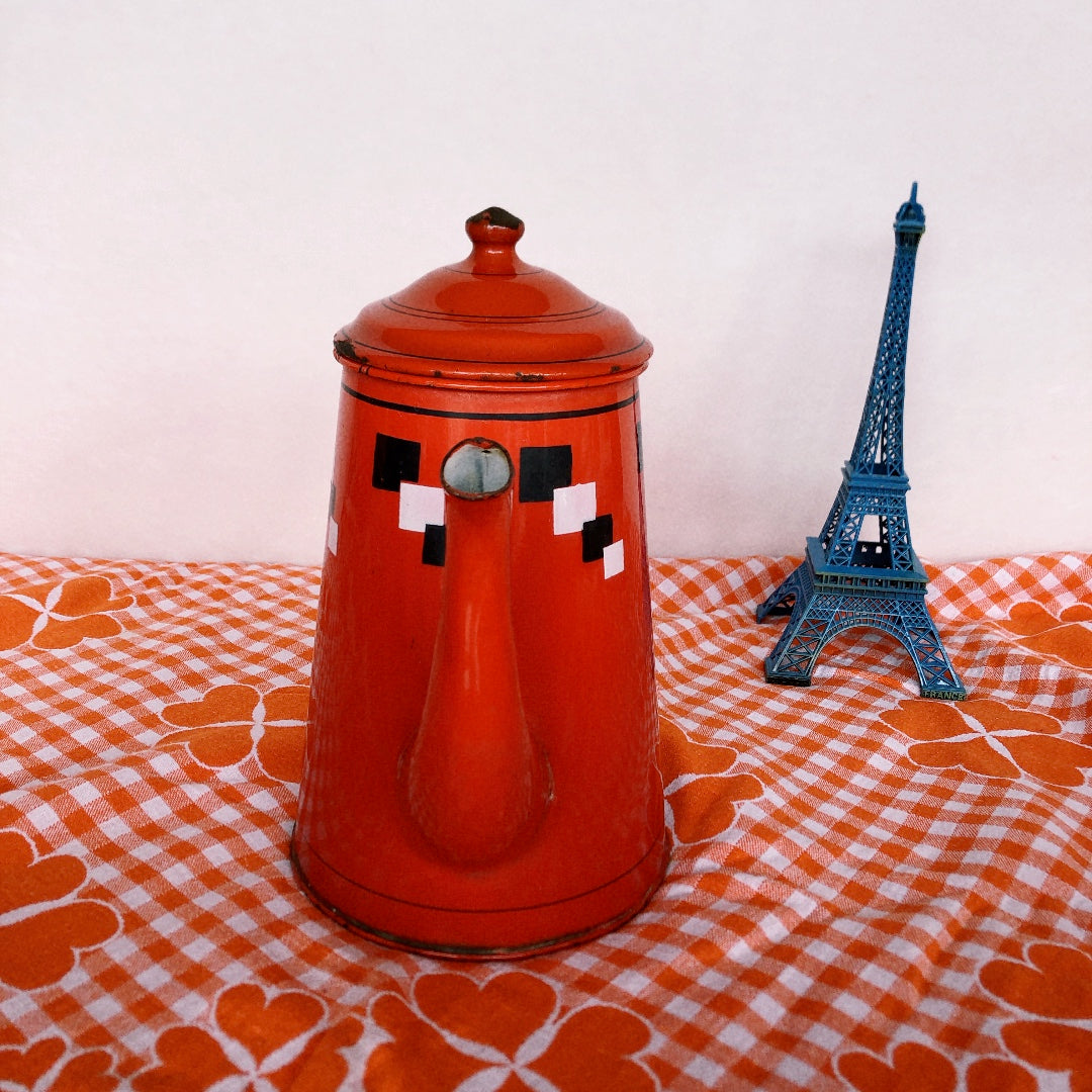 フランスアンティーク ホーロー製ポット/カフェティエール レッド フランスアンティーク・ビンテージ雑貨 ブロカント 蚤の市