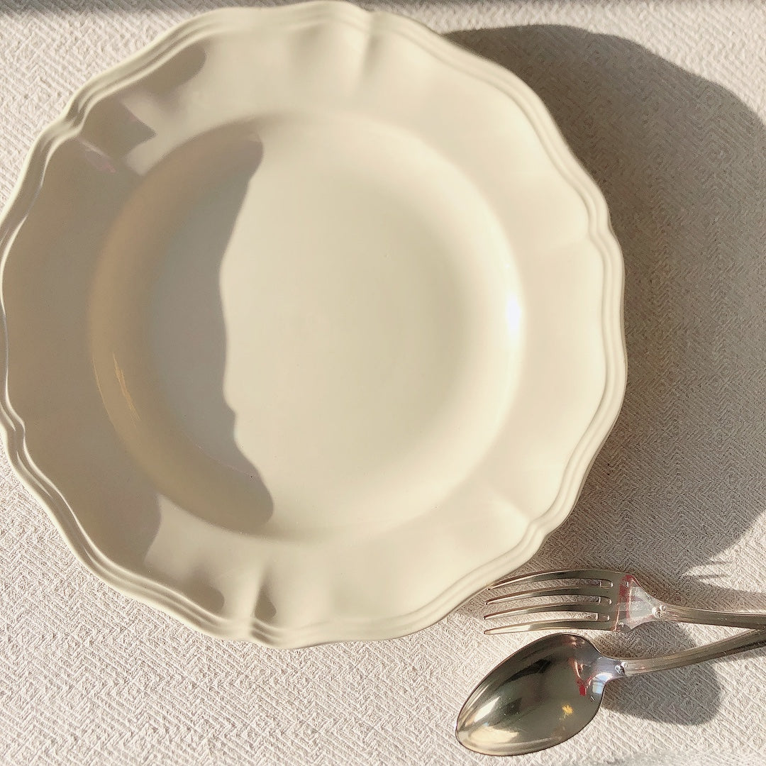 フランス ディゴワン&サルグミンヌ 花リム ディナープレート 平皿 25㎝ b フランスアンティーク食器 ブロカント・蚤の市