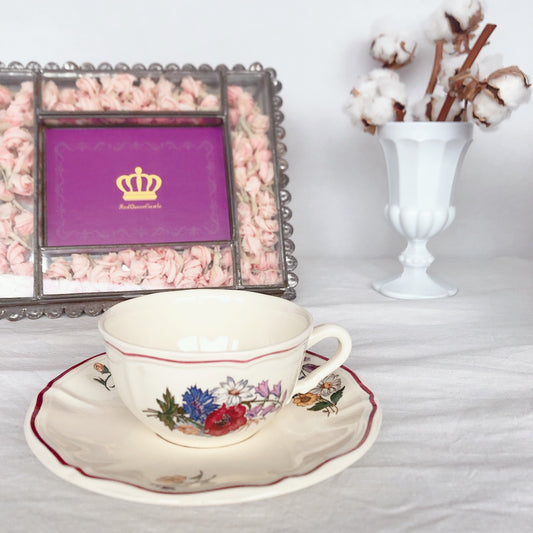 ご予約サルグミンヌ sarreguemines アグレスト カップ&ソーサー C フランスアンティーク食器 フランス蚤の市・ブロカント