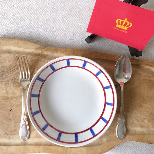 ディゴワンサルグミンヌ バスク柄 キャロットプレート 『ルージュ・マリン』D フランスアンティーク食器 フランス蚤の市・ブロカント バスク柄スーププレート キャロット皿 深皿