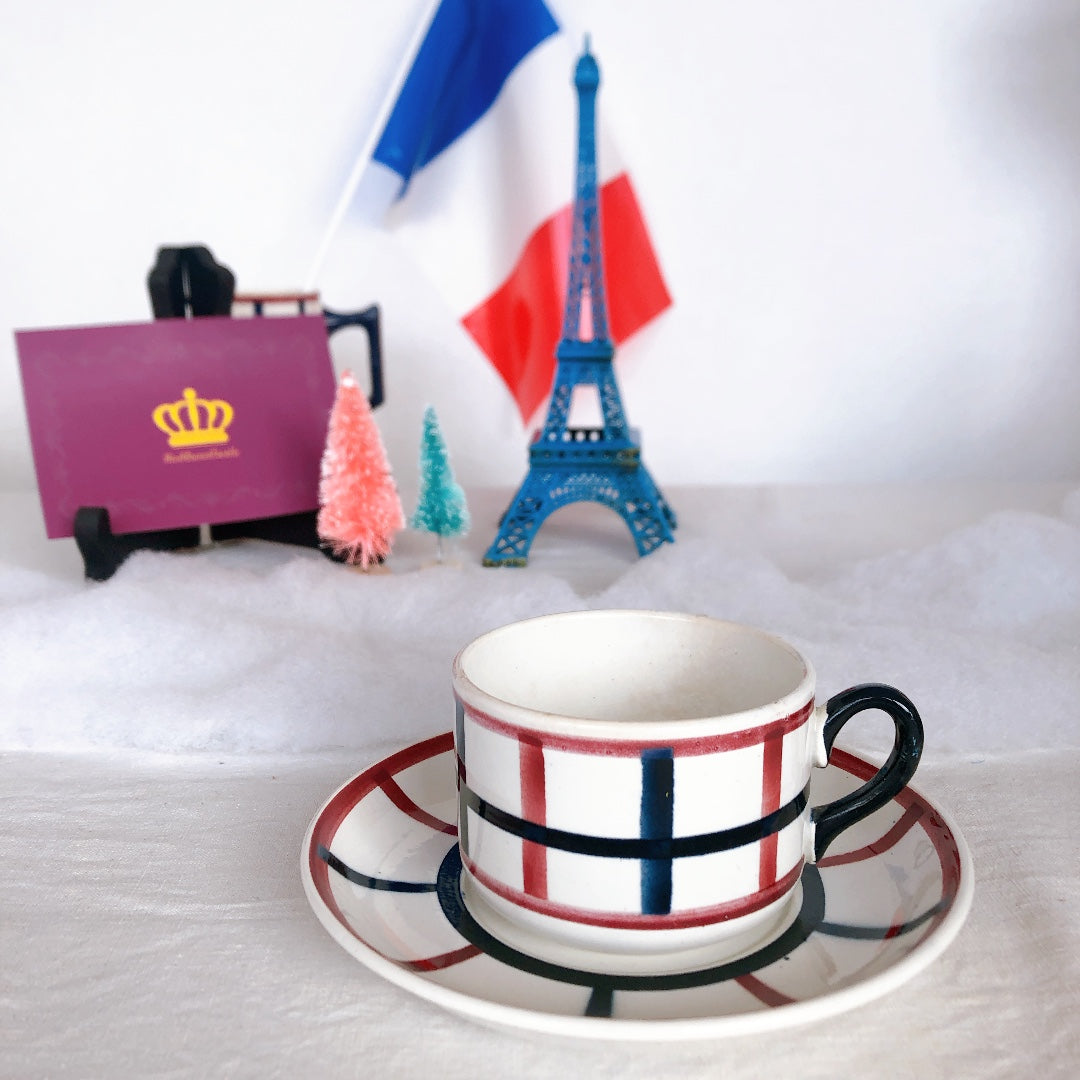 サンタマン バスク柄のカップ&ソーサー フランスアンティーク食器 ブロカント 蚤の市