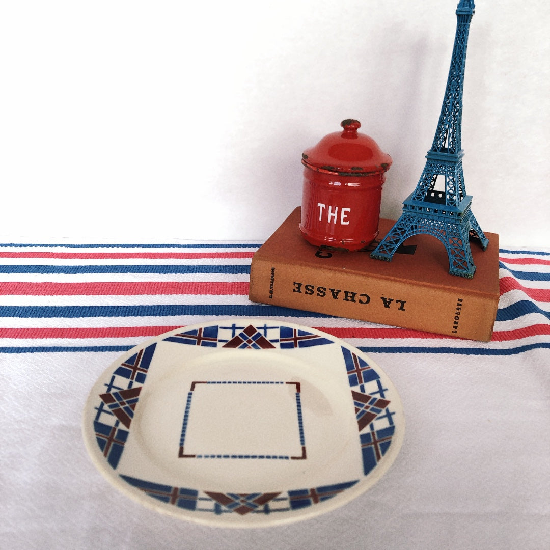 リュネヴィル LUNEVILLE " HOSSEGOR V.F.PARIS"シリーズ 幾何学模様プレート 平皿 C フランスアンティーク食器 蚤の市 ブロカント