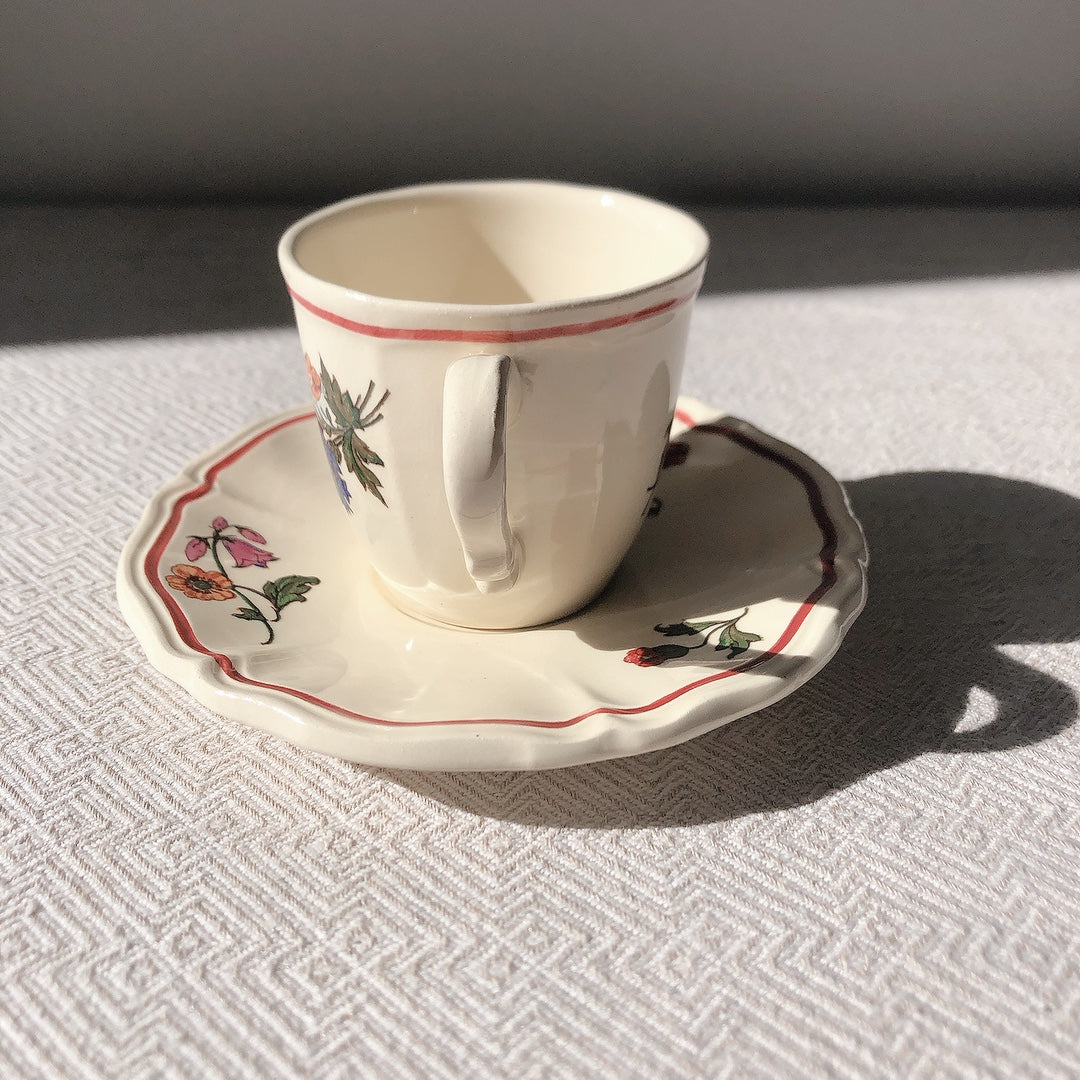 ディゴワンサルグミンヌ Digoin&sarreguemines アグレスト コーヒー/ティーポット&カップ&ソーサー フランスアンティーク食器 フランス蚤の市・ブロカント